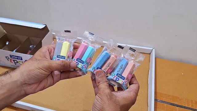 Unboxing and Review of doms pepcils dust free eraser with pencil shape Just 10 rs best return gift