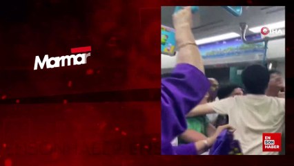 Marmaray'da tekmeli yumruklu kavga