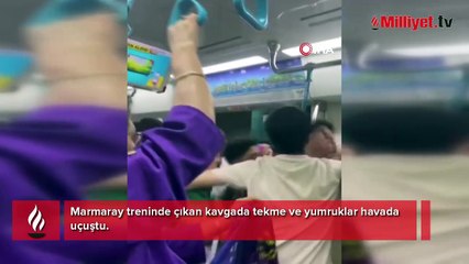 Marmaray'da kavga! O anlar cep telefonuna yansıdı