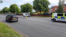 Clean up after car crash on Birmingham New Road