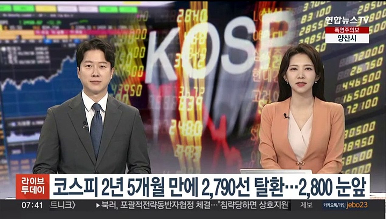 [뉴스초점] 코스피 2년 5개월 만에 2,790선 탈환…2,800 눈앞 外