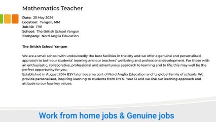 Mathematics Teacher Position | Authentic Work from Home Opportunity