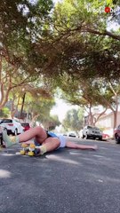 'Roller Skater Loses Her Footing At The Wrong Time -