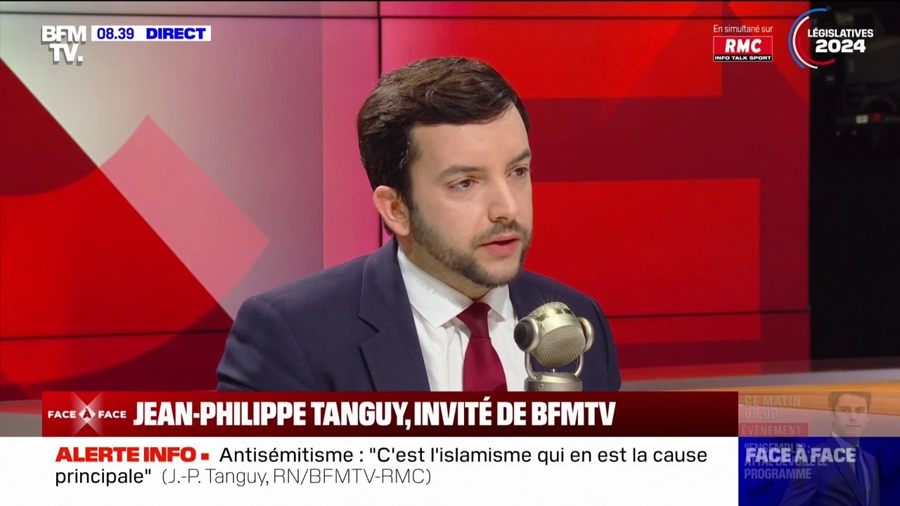 Propos antisémites et homophobes de candidats RN: Jean-Philippe Tanguy déclare qu'ils ont été "immédiatement sanctionnés"