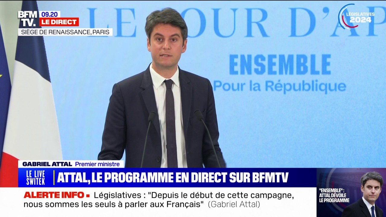 Législatives: "Quand on fuit les difficultés, on n'est pas prêt à gouverner", assure Gabriel Attal à propos de Jordan Bardella