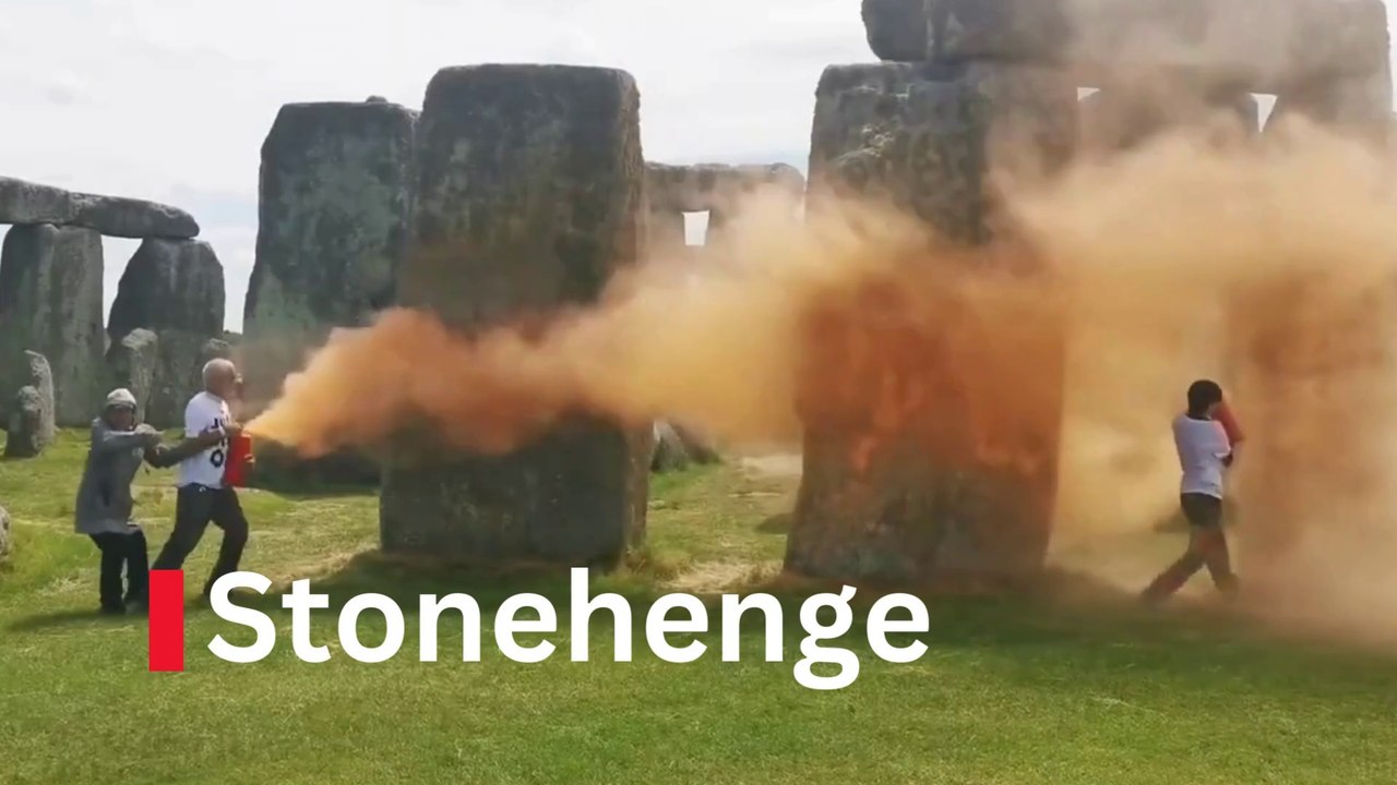 Climate Protesters Vandalize Stonehenge With Orange Paint