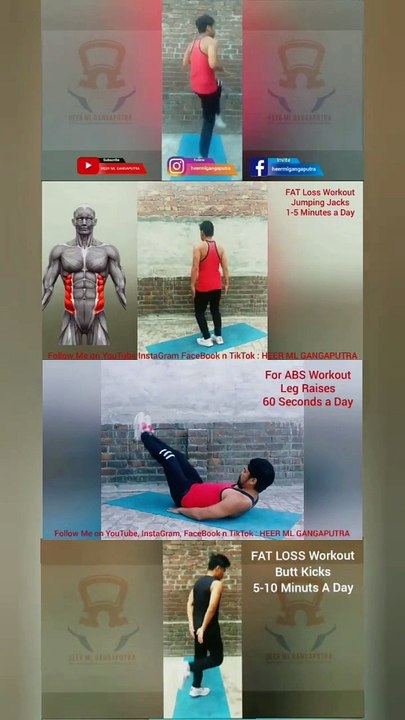 4 Best FAT LOSS Workout at Home #heermlgangaputra #naturalbodybuilding #bellyfat #weightloss #slim #fitness #viral #trending