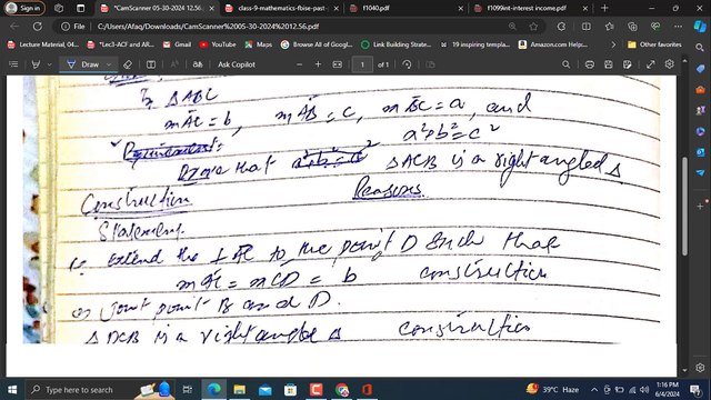 9-class math papers solution 2023-FBISE-Section C-Q 5-Right Angled Triangle