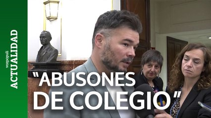 Rufián se pronuncia sobre Milei y Ayuso: "Son los abusones del colegio de toda la vida"