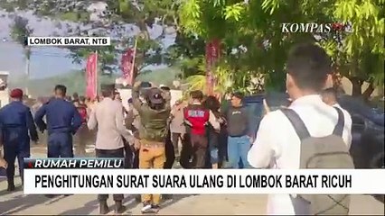 Penghitungan Surat Suara Ulang di KPU Lombok Barat Berlangsung Ricuh