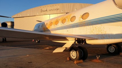 Activistas rocían con pintura dos aviones privados en Londres