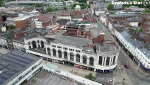 Aerial footage over former iconic Wolverhampton store Beatties, which is now gutted.