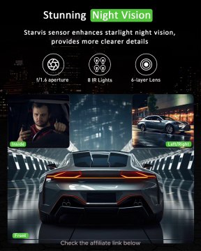 3 Channel Dash Cam Video Recorder Three Lens Car Camera with Rear View