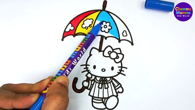☔️ Hello Kitty with Umbrella Coloring Fun! Easy and Adorable for Kids