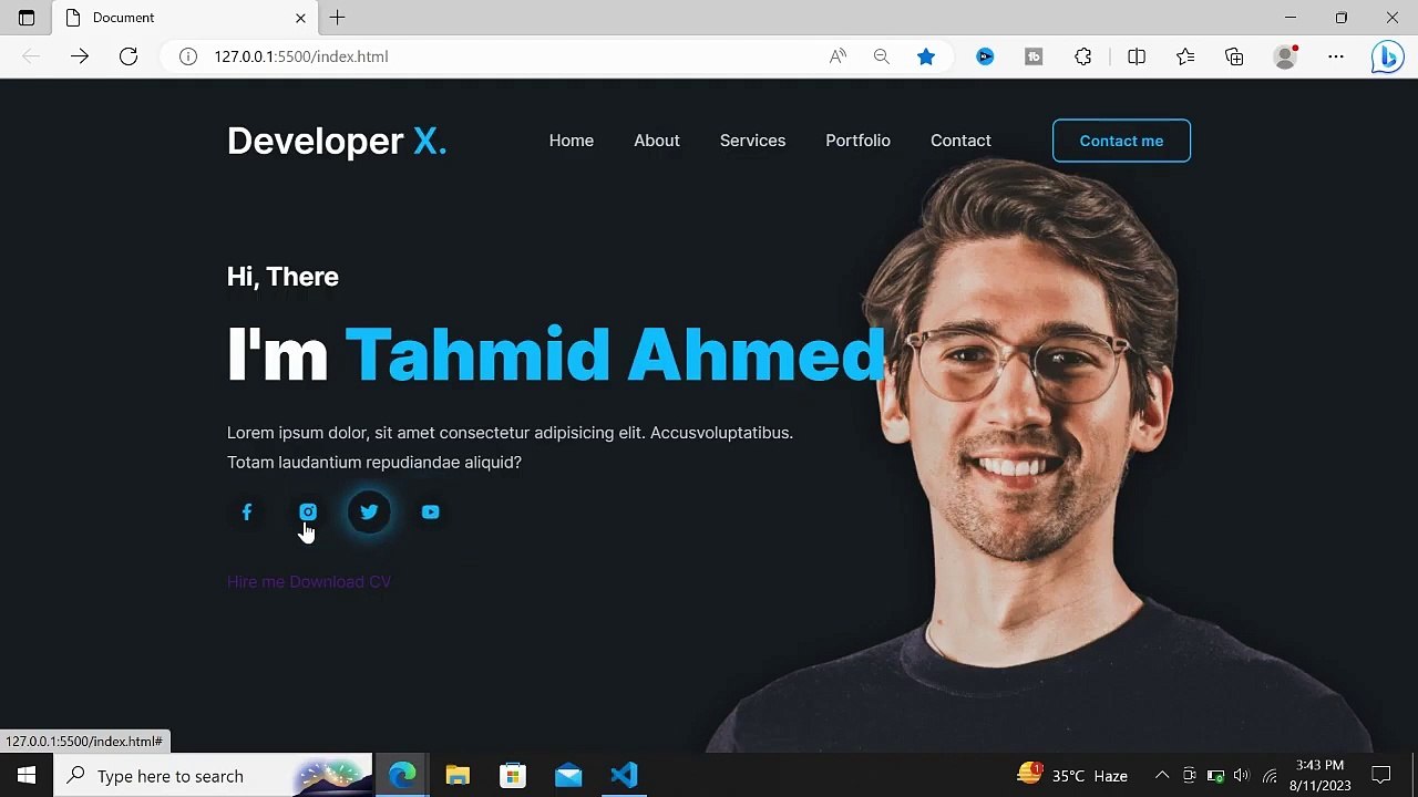Portfolio website Design: HTML, CSS, and JS GD Mentor
