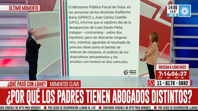 ¿Dónde está Loan? Las pruebas más importantes son los celulares y el luminol