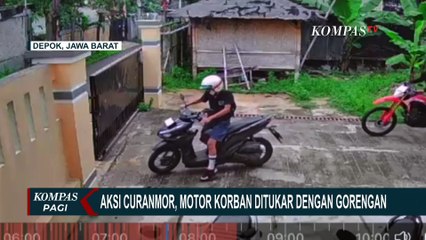 Viral! Aksi Curanmor di Depok Tukar Motor Korban dengan Gorengan
