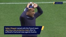 The Masked Winger: Kylian Mbappe trains for France