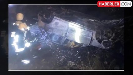 Katliam gibi kaza! Şarampole uçan otomobildeki 4 kişi yanarak can verdi