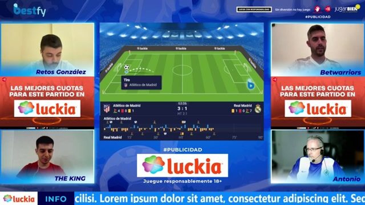 Atlético de Madrid vs Real Madrid. 2ª parte. Ofrecido por Luckia.
