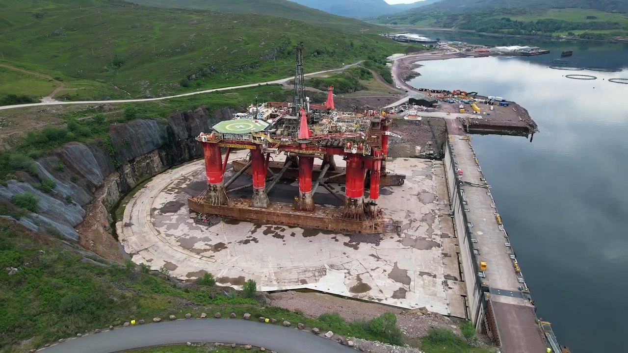 Oil rig demolished in controlled explosion