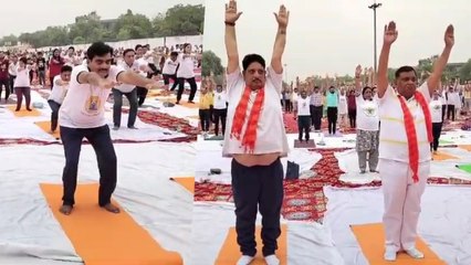 गाजियाबाद में अंतरराष्ट्रीय योग दिवस की धूम, मंत्रियों और सांसदों ने किया योग