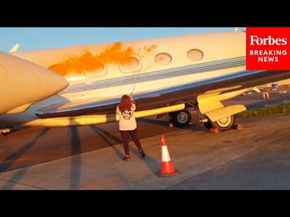 WATCH: Climate Activists Spray Paint Private Jets In London