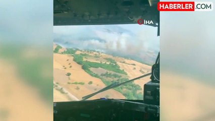 Balıkesir'de arazi yangınına havadan ve karadan müdahale ediliyor