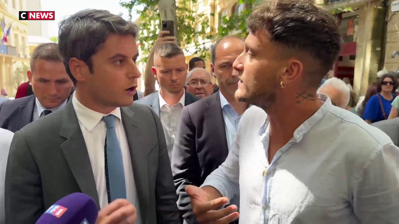 Gabriel Attal échange avec Raphaël Arnault, candidat LFI triple fiché S