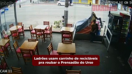 Ladrões usando carrinho de recicláveis roubam o Prensadão do Urso