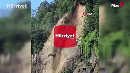Rize’de toprak kayması meydana geldi... O anlar kamerada