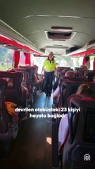 Kazadan önce yolculara emniyet kemeri taktırılmış