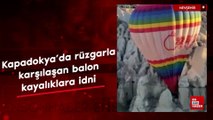 Kapadokya'da hava balonu kayalıklara iniş yaptı