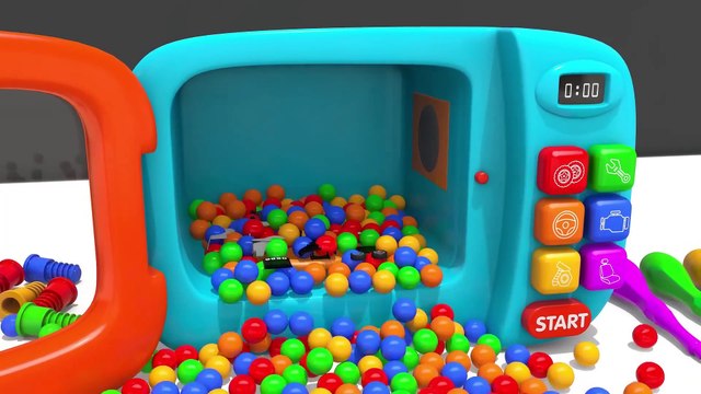 Learn Colors Kids Vehicle Toys Assemble Cars Wheels and Microwave Toy