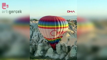 Kapadokya'da ters rüzgarla karşılaşan balon kayalıklara iniş yaptı