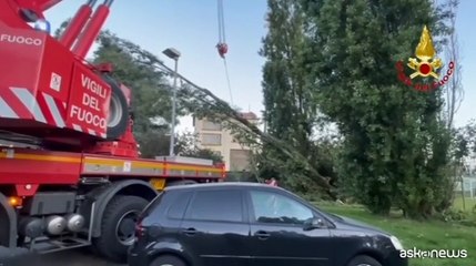 Maltempo in Lombardia, i vigili del fuoco al lavoro a Lodi