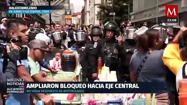 Bloque de comerciantes en Eje Central termina en enfrentamiento con policías de CdMx