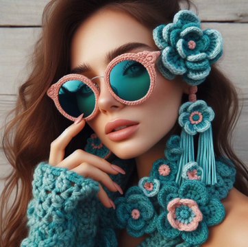 NiceSunGlasses Knitted with Wooden(share idea)||Crochet made Glasses#ai#crochet#wool#knitted#hand made#art#style#crochet style