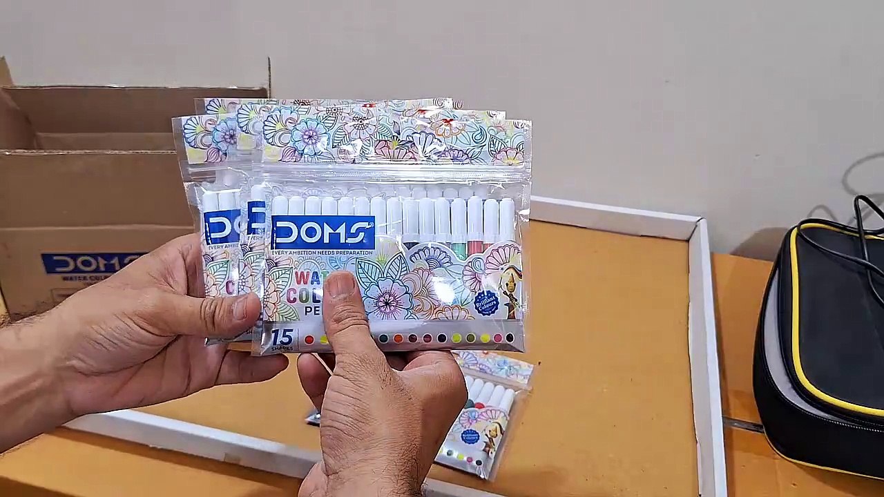 Unboxing and Review of doms water color pens 14 shades for students creative study