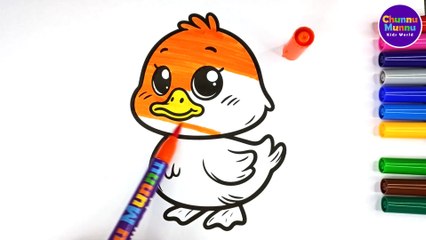 Adorable Duck Painting & Coloring Page Marker Pen for Kids & Toddlers | Chunnu Munnu Kids World