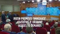 Putin promises 'immediate' peace if Ukraine drops NATO bid and gives away Russian-occupied areas - Video Dailymotion