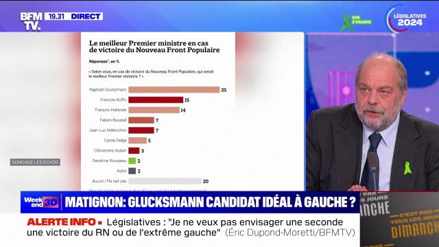 Éric Dupond-Moretti: Raphaël Glucksmann a décidé d'aller vers ceux qui l'ont insulté pendant toute la campagne des élections européennes