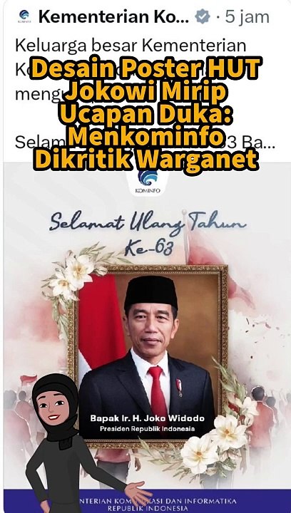 Desain Poster HUT Jokowi Mirip Ucapan Duka: Menkominfo Dikritik Warganet