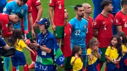 Cristiano Ronaldo causa viral reacción en pequeña fan previo al Turquía vs. Portugal de la Euro