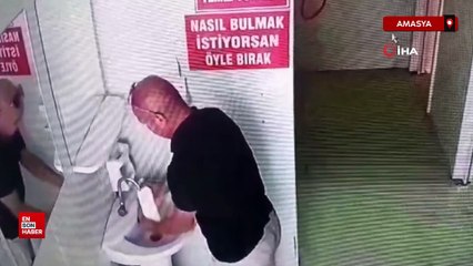 Cami tuvaletindeki sabunluğu çaldı