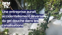 Saint-Genis-les-Ollières: de la mousse sort des bouches d'égout, une entreprise aurait accidentellement déversé du gel douche dans les canalisations