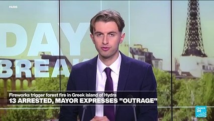 13 arrested after yacht fireworks trigger Greek forest fire