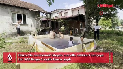 Tahta, halı ve naylon! Mahalleye bin 500 liraya havuz yaptı