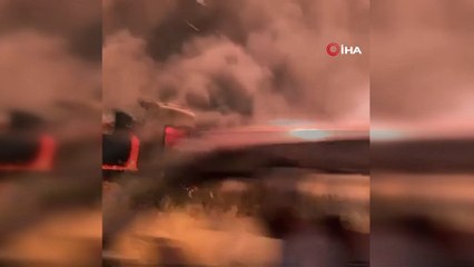 Patates yüklü tır hareket halindeyken yandı