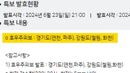 경기·강원 북부 일부 호우주의보...경기 남부엔 예비특보 / YTN